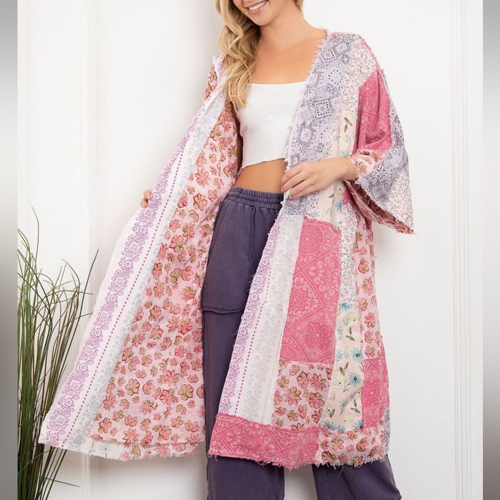 NWT Blue Velvet Patchwork Kimono